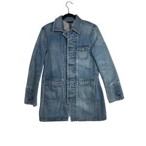 Ralph Lauren Long Denim Utility Barn Chore Coat Jacket Vintage Lauren Jeans Co M